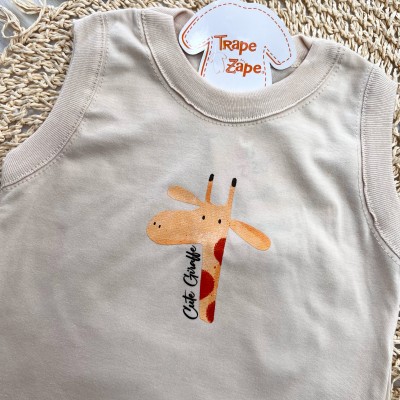  Conj. Regata Cute Giraffe e Bermuda - Areia